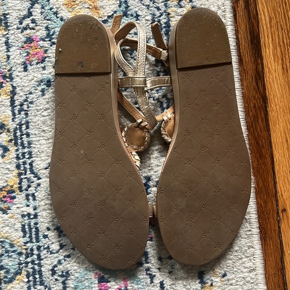 Jack Rodger’s Wedge Sandal T Strap Gold - Picture 5 of 8